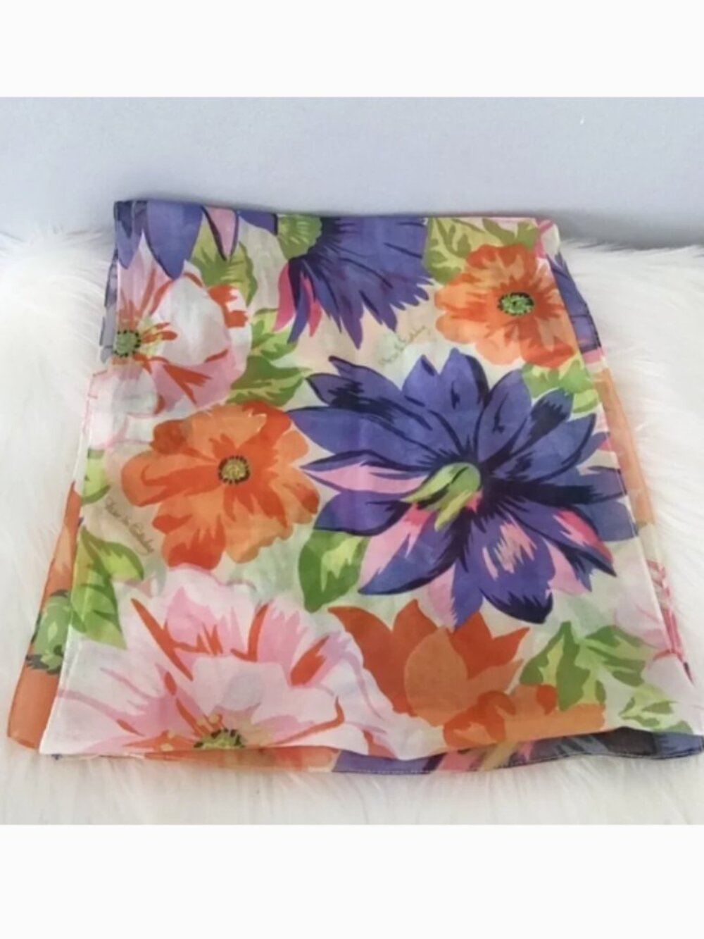 Diane Von Furstenberg 80s vintage floral scarf EUC - Picture 4 of 5